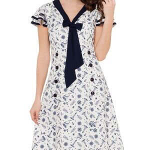 Voodoo Vixen 1950s retro Mae Nautical Print Dress